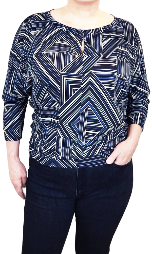 AMANDA Maze Slouch Tee in BLUE - FINAL SALE!
