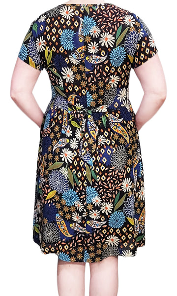 CLEMENTINE Paisley Puff Dress in BLUE
