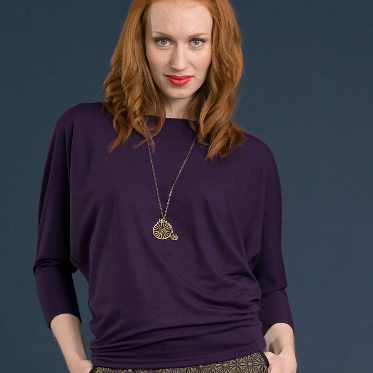 JOJO Willow Crepe Slouch Tee - DEEP PURPLE