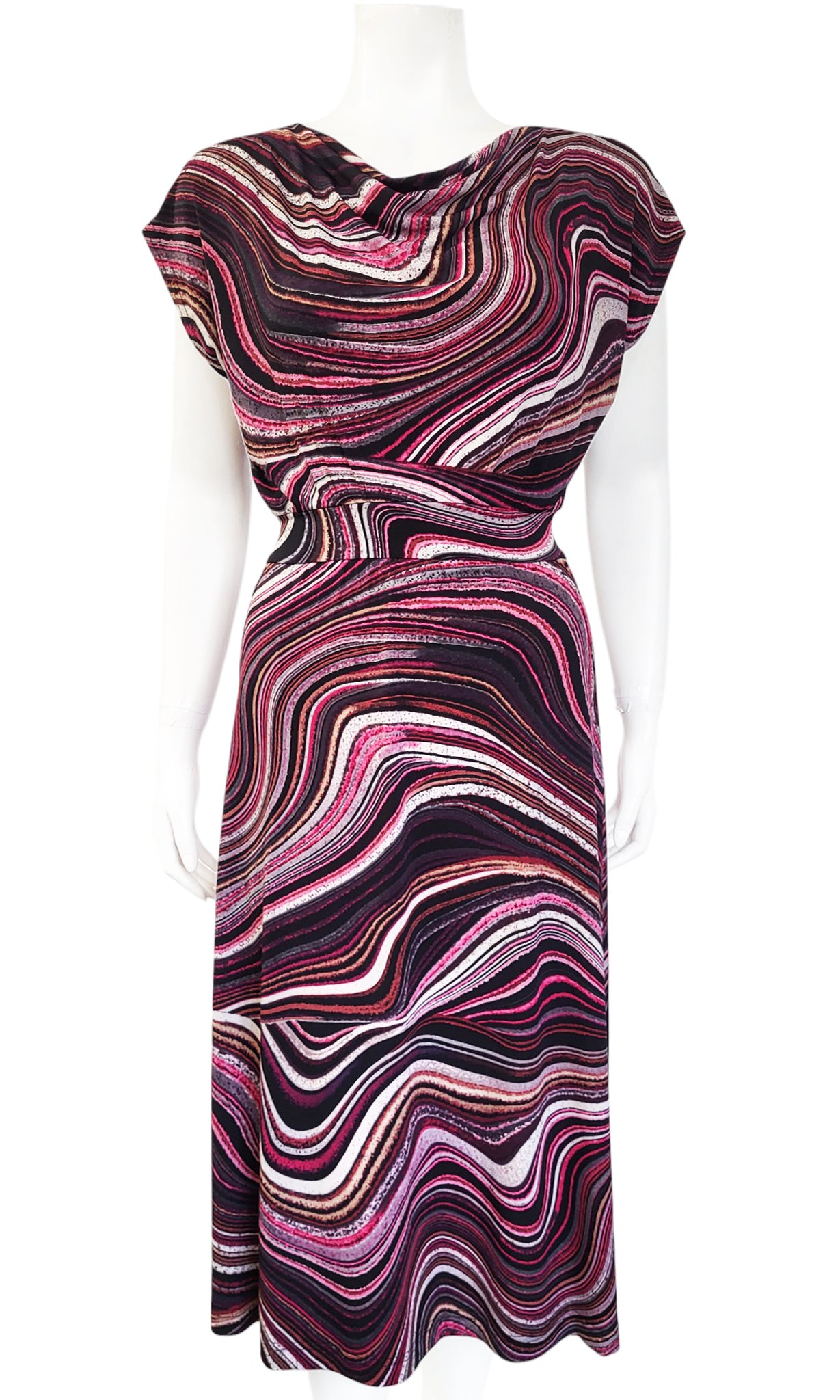 CALISTA Slouch Cowl Dress - MAGENTA WAVE
