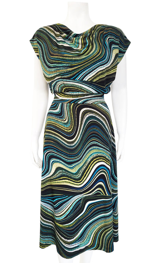 CALISTA Slouch Cowl Dress - TEAL WAVE