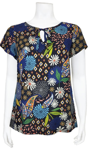 BRONTE Paisley Puff Blouse in BLUE