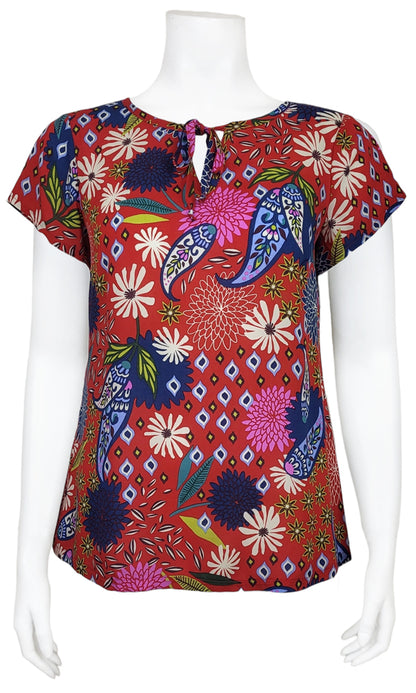 BRONTE Paisley Puff Blouse in RED - FINAL SALE