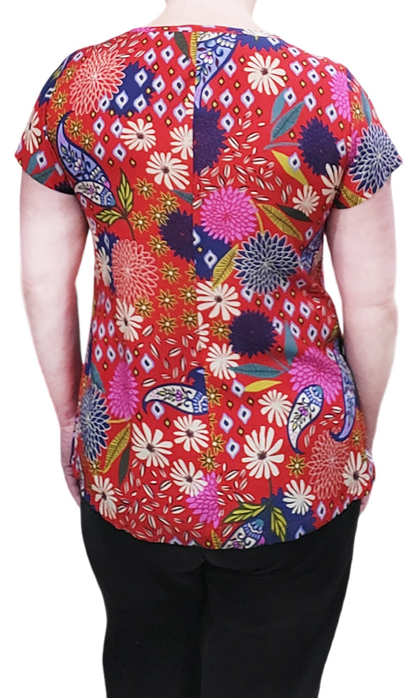 BRONTE Paisley Puff Blouse in RED - FINAL SALE