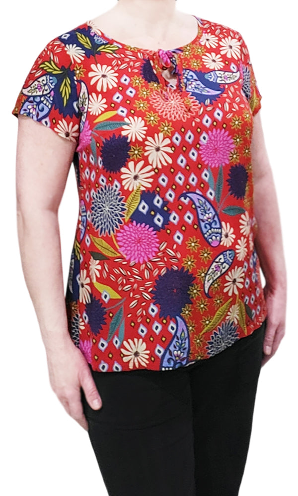 BRONTE Paisley Puff Blouse in RED - FINAL SALE