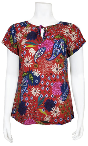 BRONTE Paisley Puff Blouse in RED