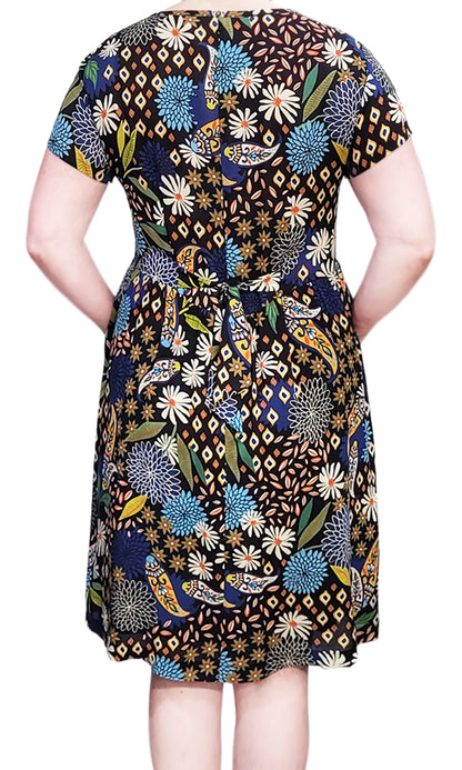 CLEMENTINE Paisley Puff Dress in BLUE - FINAL SALE