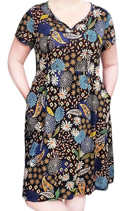 CLEMENTINE Paisley Puff Dress in BLUE - FINAL SALE