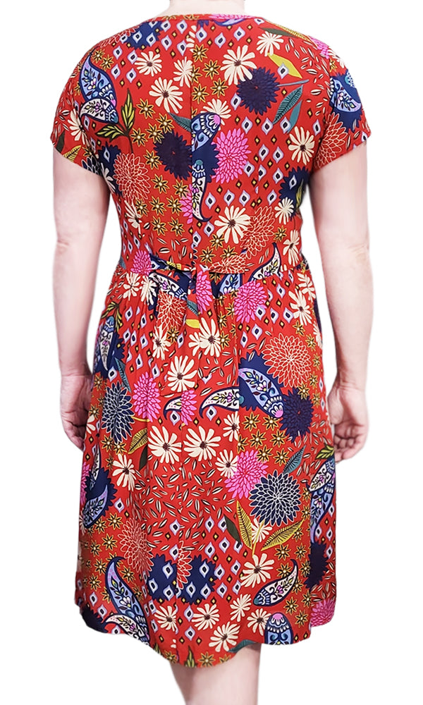 CLEMENTINE Paisley Puff Dress in RED - FINAL SALE