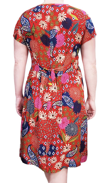 CLEMENTINE Paisley Puff Dress in RED