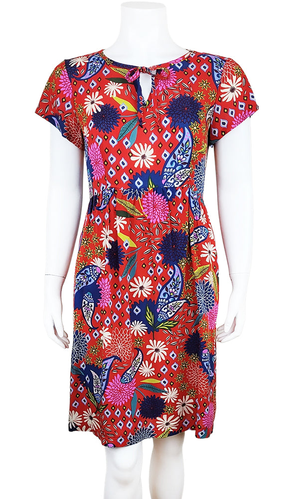 CLEMENTINE Paisley Puff Dress in RED - FINAL SALE