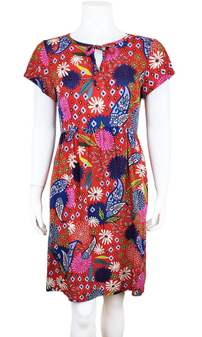 CLEMENTINE Paisley Puff Dress in RED