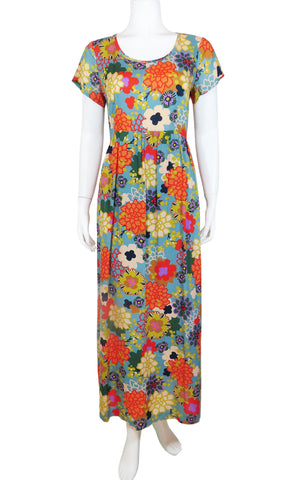 LINDLEY Puff Floral Maxi Dress in SKY