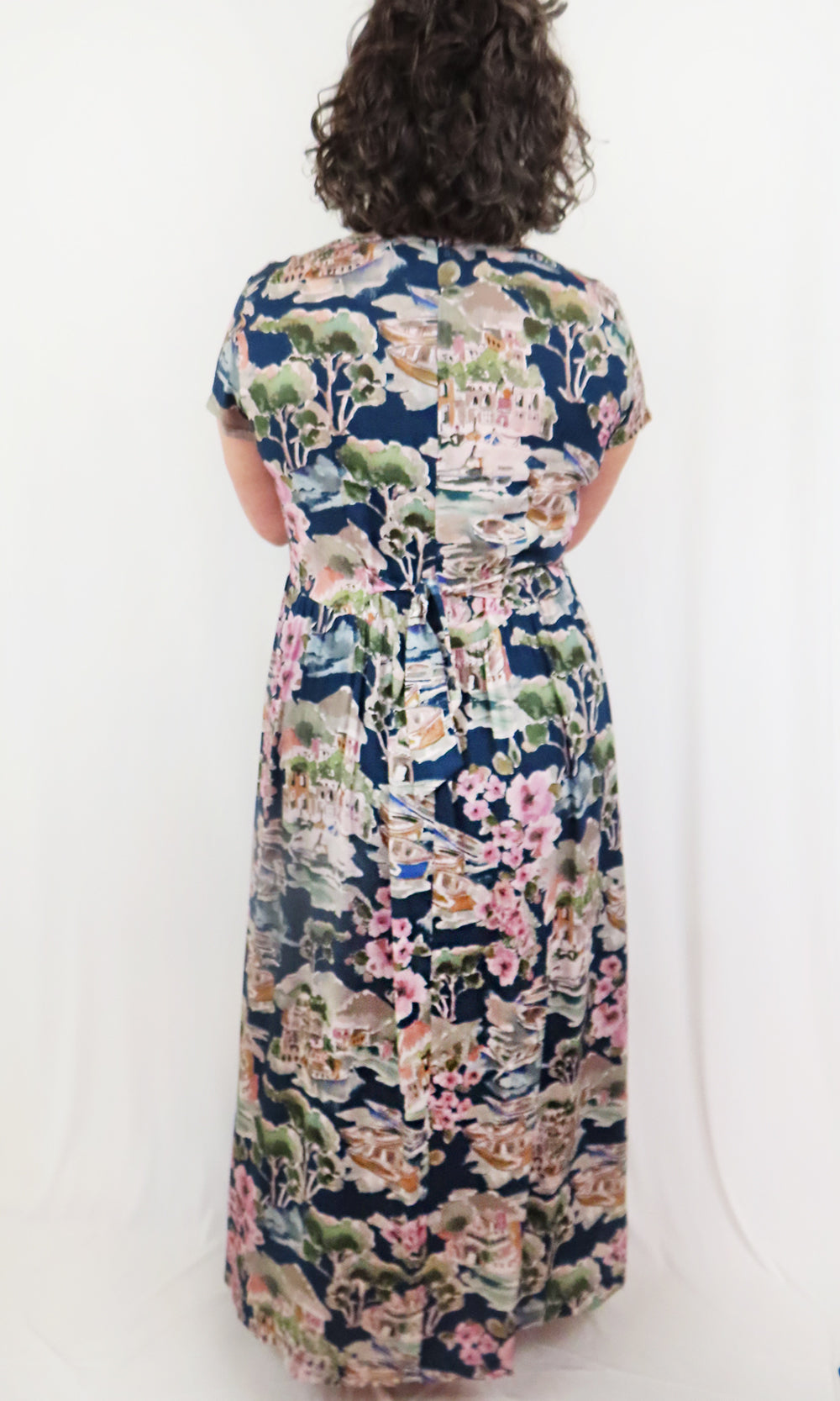 LINDLEY Venice Maxi Dress in NAVY