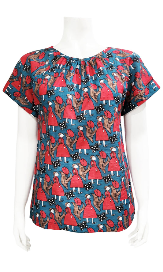 OLLY Print Blouse - TEAL GIRLS