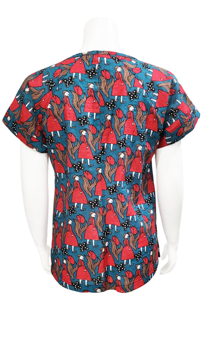 OLLY Print Blouse - TEAL GIRLS