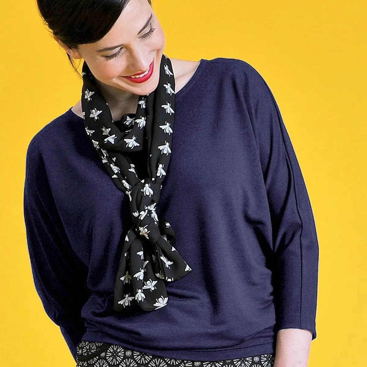 JOJO Willow Crepe Slouch Tee - NIGHT SKY NAVY