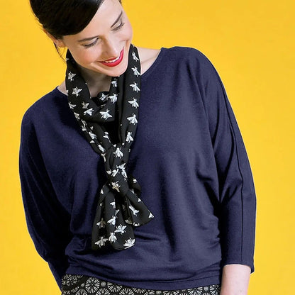 JOJO Willow Crepe Slouch Tee - NIGHT SKY NAVY