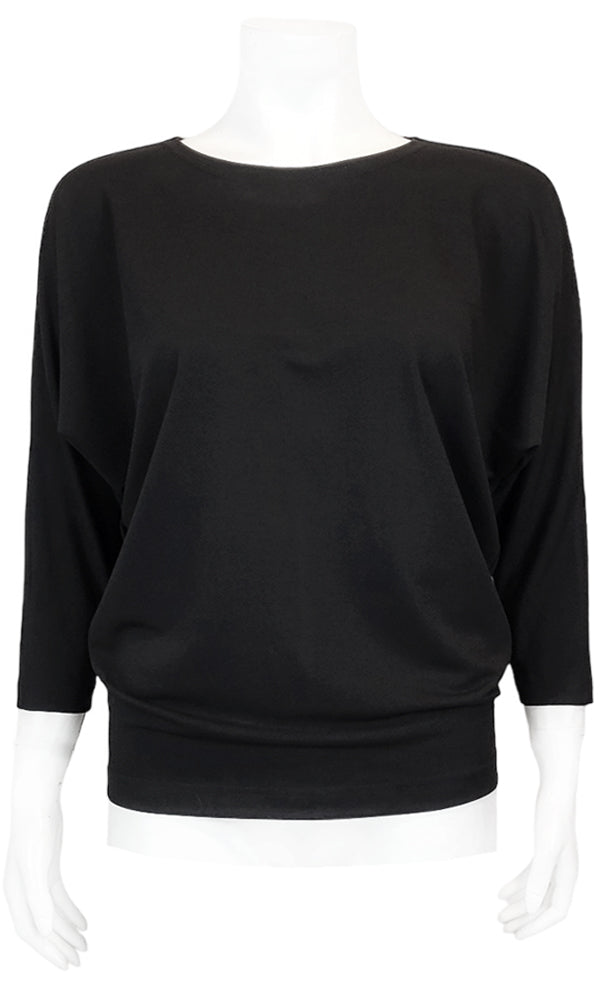 JOJO Willow Crepe Slouch Tee - PITCH BLACK