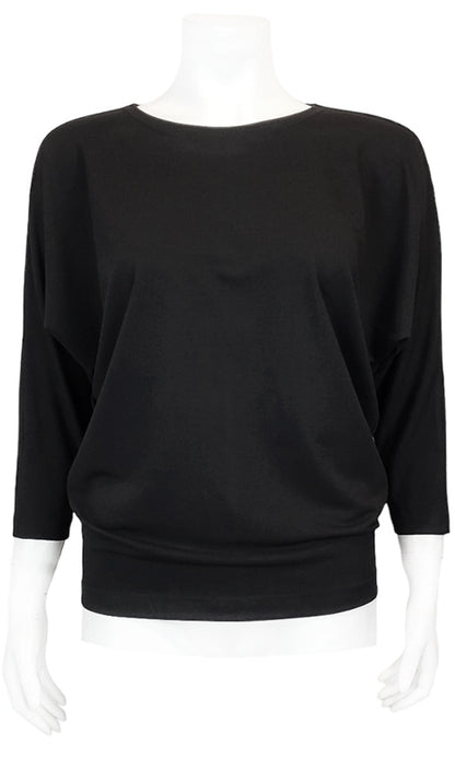 JOJO Willow Crepe Slouch Tee - PITCH BLACK