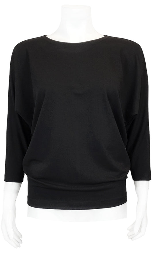 JOJO Willow Crepe Slouch Tee - PITCH BLACK