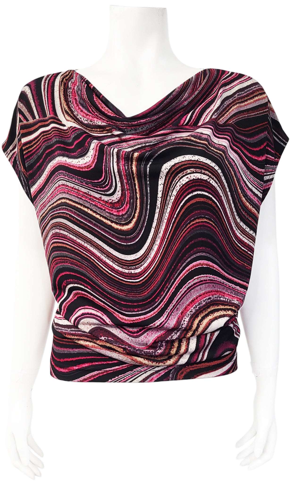 BOWEN Slouch Cowl Tee - MAGENTA WAVE