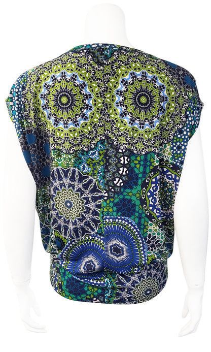 BOWEN Slouch Cowl Tee - AQUA MANDALA