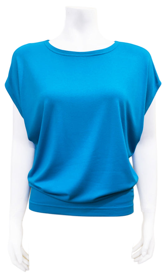 CHARLIE Willow Crepe Slouch Tee - PACIFIC BLUE