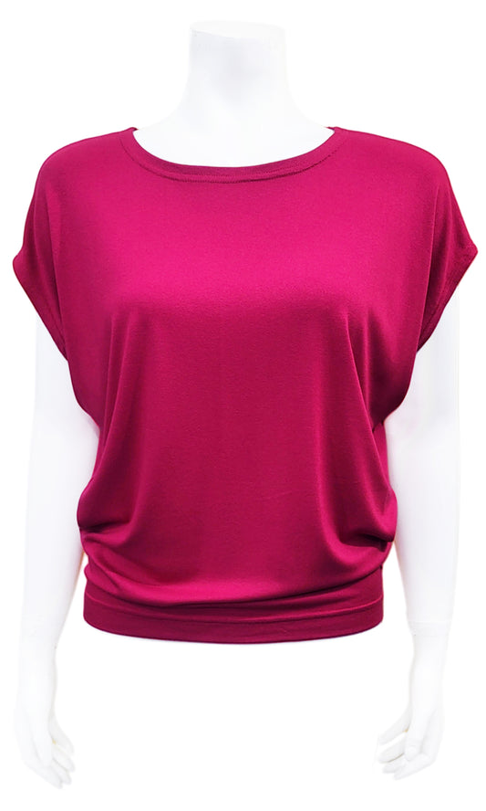 CHARLIE Willow Crepe Slouch Tee - CHERRY