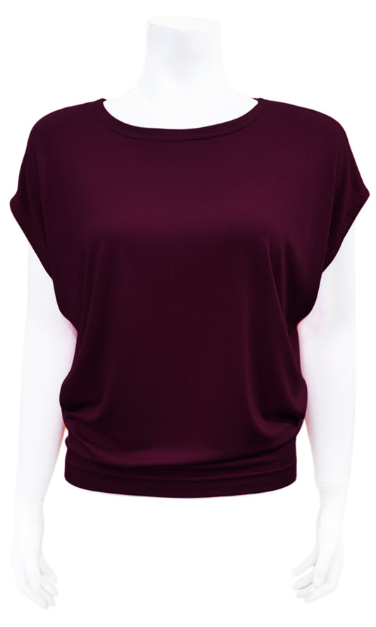 CHARLIE Willow Crepe Slouch Tee - BLACKBERRY