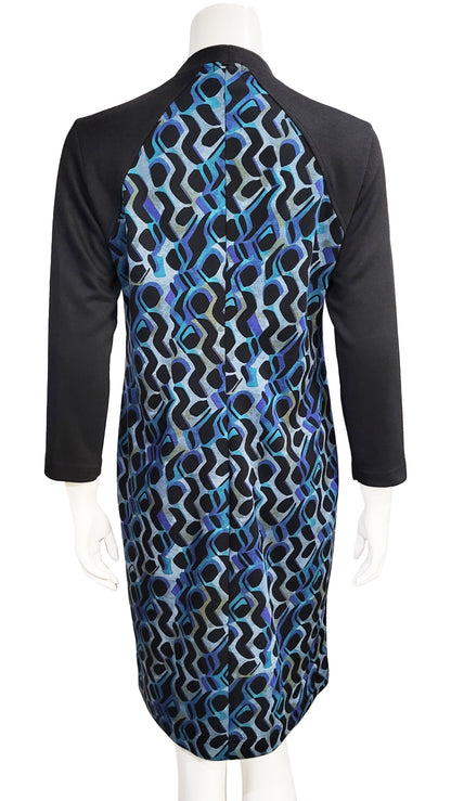 VICTORIA Mock Neck Dress - BLUE