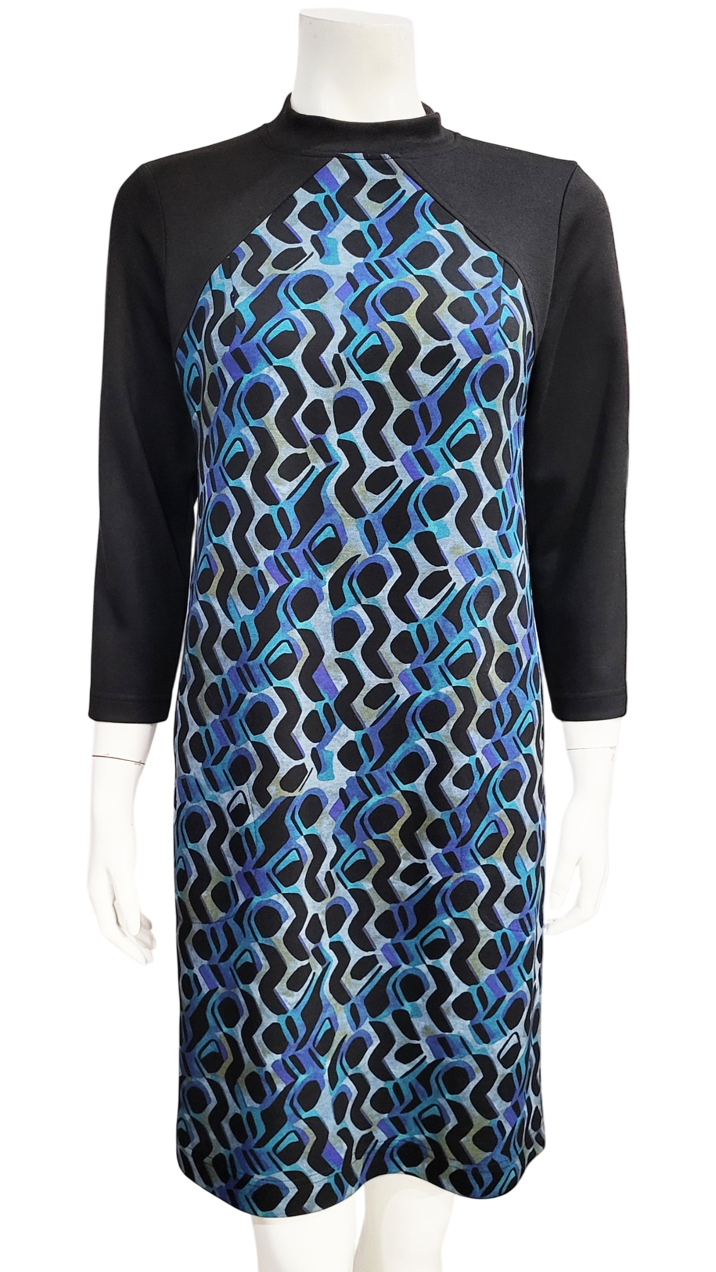 VICTORIA Mock Neck Dress - BLUE