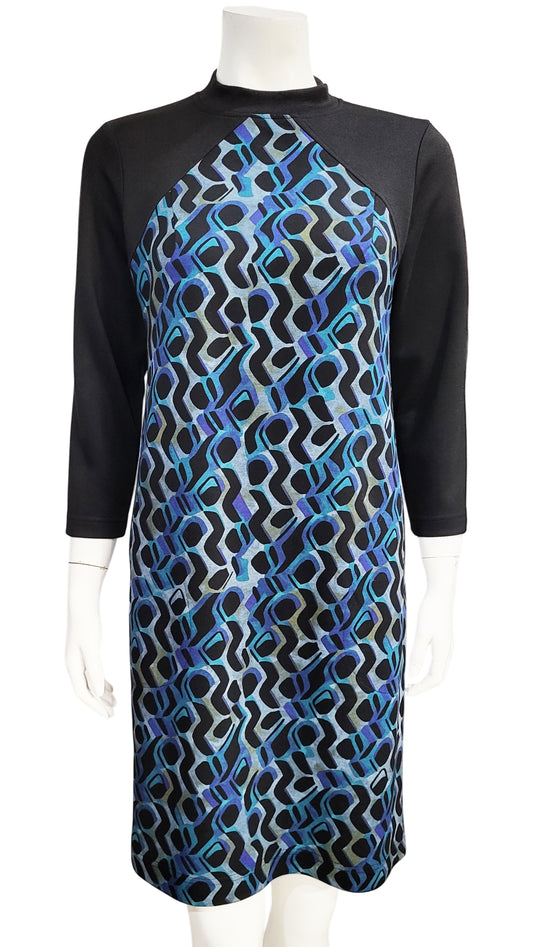 VICTORIA Mock Neck Dress - BLUE