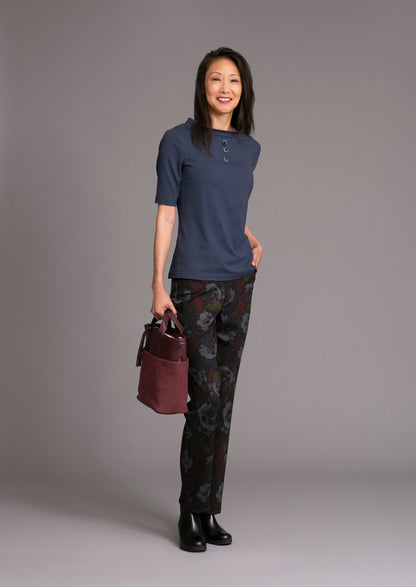 Double knit polka dot pants with elastic waistband