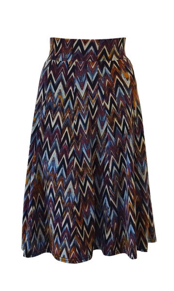 Purple mauve pattern 10 Panel Flip skirt with stretch waistband