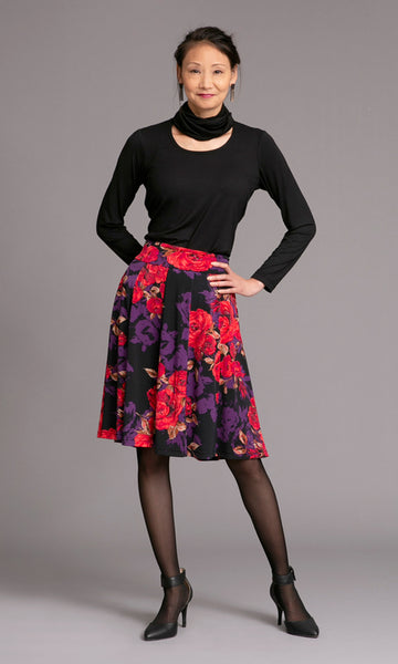 pattern 10 Panel Flip skirt with stretch waistband and t-shirt with attached infinity scarf 