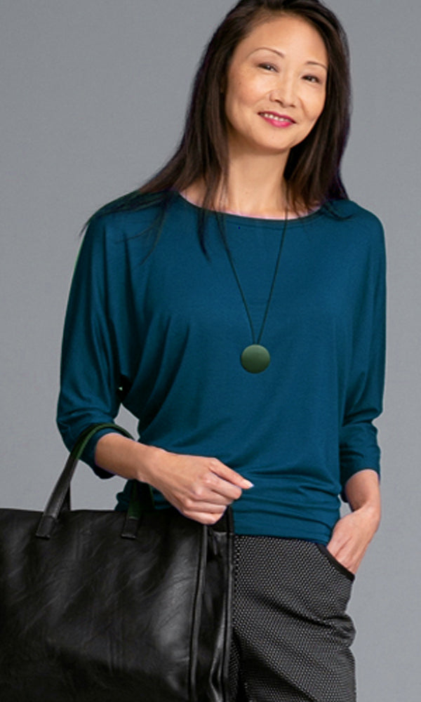 JOJO Willow Crepe Slouch Tee - CLASSIC TEAL