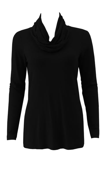 Black adjustable scarf top made from eco-friendly lyocell Made in Canada