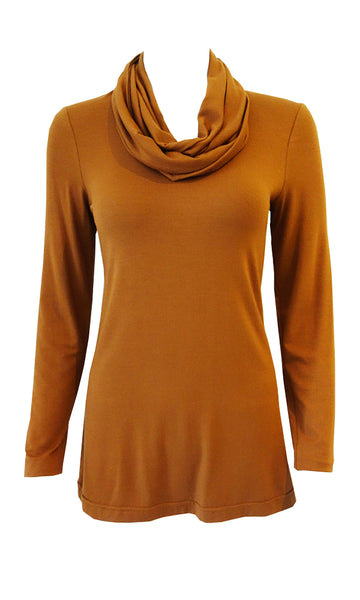 Mustard adjustable scarf top made from eco-friendly  lyocell  Made in Canada