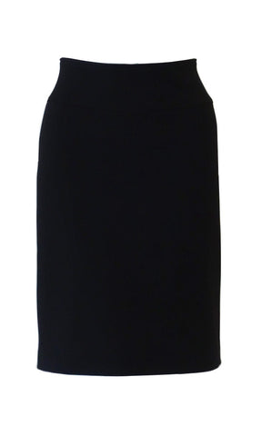 Black knee length straight skirt in crepe doubleknit